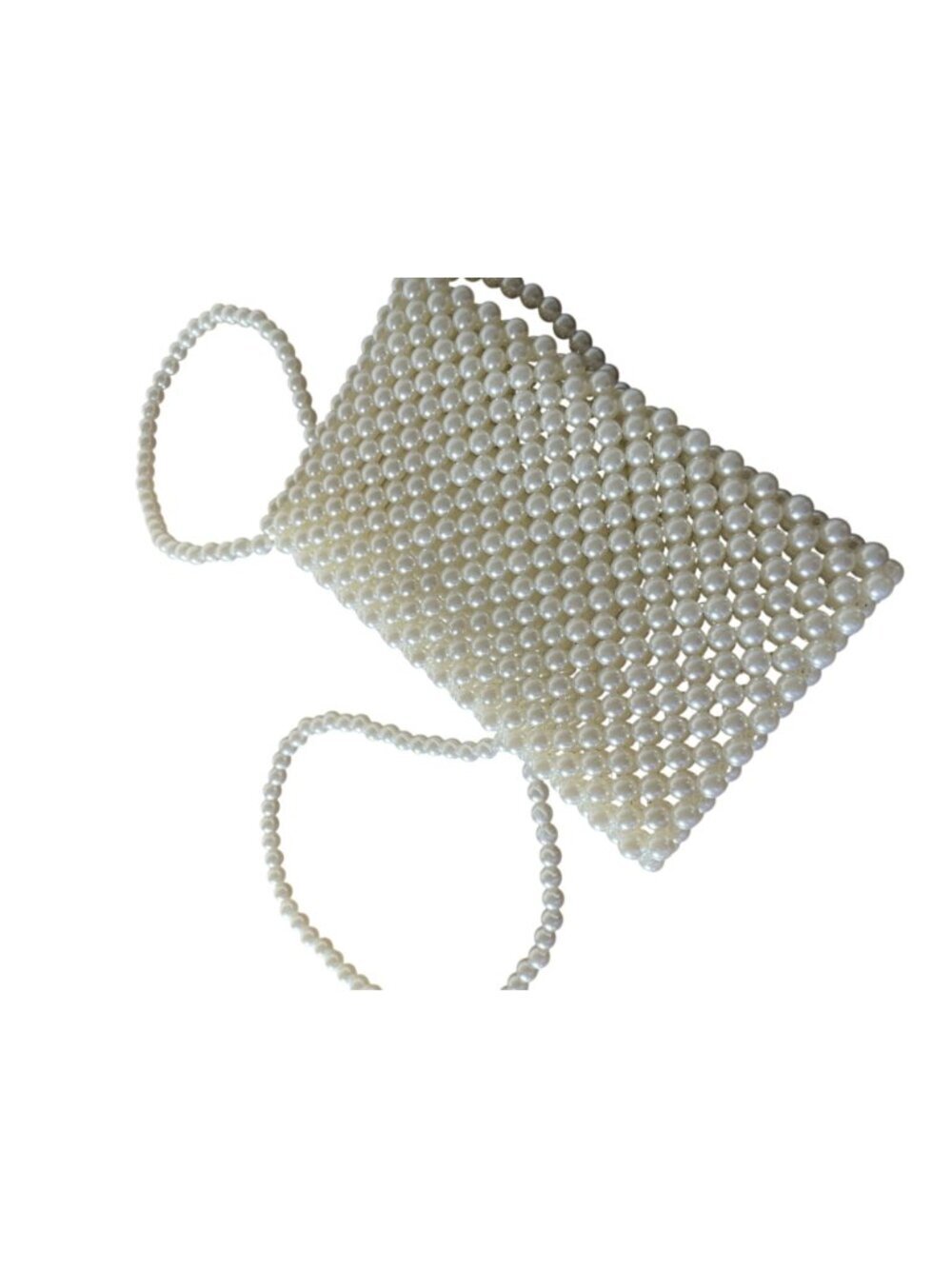 White Pearl Beaded Evening Bag Bridal Clutch & Crossbody Purse Phone Bag - Picture 5 of 10